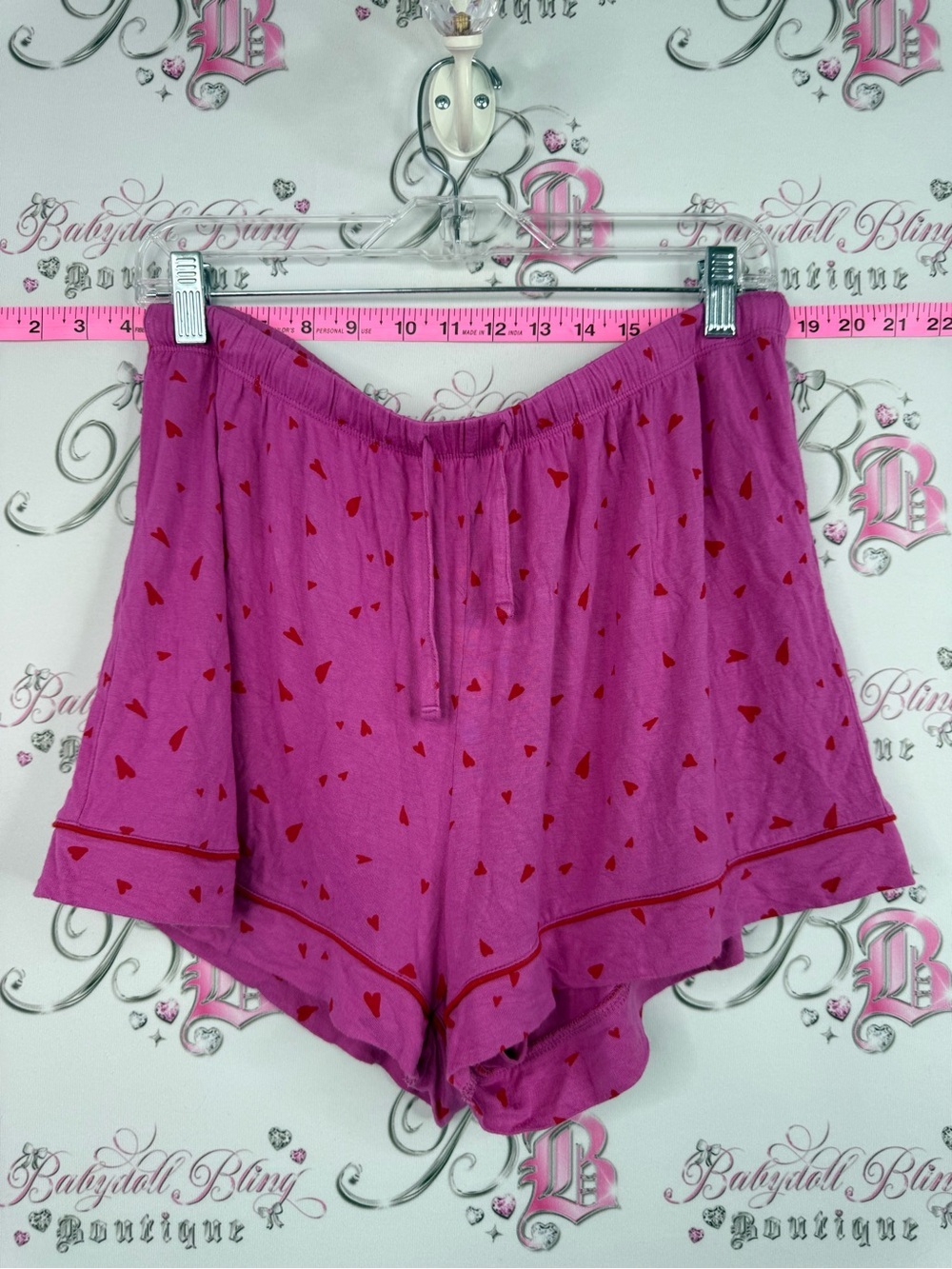 Love + lore shorts pink Fuchsia Athletic Shorts with Red Heart Detail